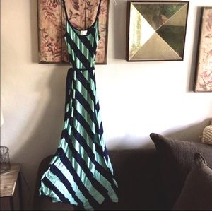 LF STELLA CRUZ BOHO STRETCH STRIPED BODYCON MAXI DRESS S